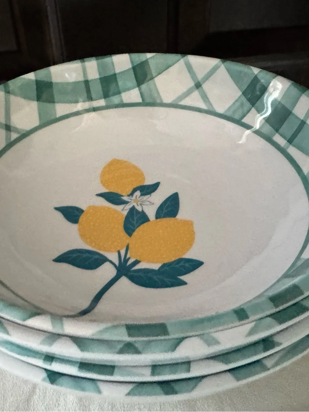 Green Plaid Melamine Lemon Serving Bowl - Brand Unspecified